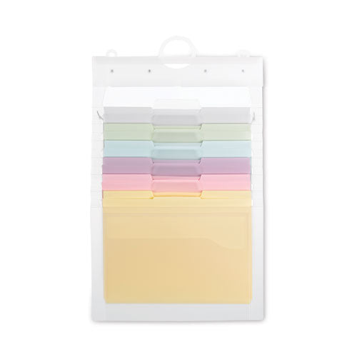 Image of Smead Cascading Wall Organizer, 6 Sections, Letter Size, 14.25" x 24.25", Blue, Clear, Gray, Green, Orange, Pink, Purple