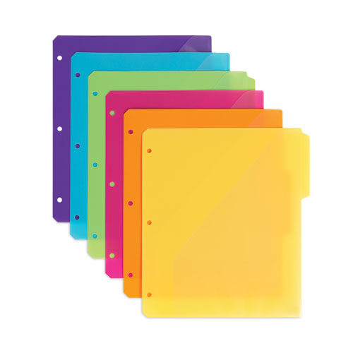 Image of Smead Three-Ring Binder Poly Index Dividers with Pocket, 1/3-Cut Tabs, 11.25 x 9.75, Assorted Colors, 10 Sets