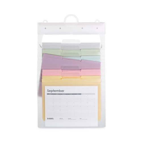 Image of Smead Cascading Wall Organizer, 6 Sections, Letter Size, 14.25" x 24.25", Blue, Clear, Gray, Green, Orange, Pink, Purple