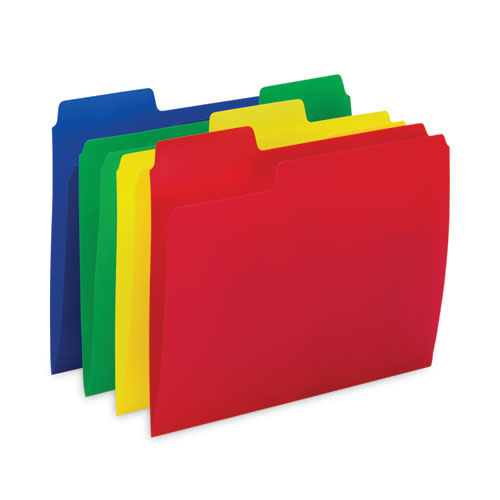 Image of Smead SuperTab Top Tab File Folders, 1/3-Cut Tabs: Assorted, Letter Size, 0.75" Expansion, Polypropylene, 12/Pack