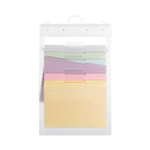 Image of Smead Cascading Wall Organizer, 6 Sections, Letter Size, 14.25" x 24.25", Blue, Clear, Gray, Green, Orange, Pink, Purple