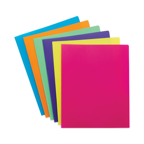 Image of Smead Poly Two-Pocket Folders, 100-Sheet Capacity, 11 x 8.5, Assorted, 6/Pack