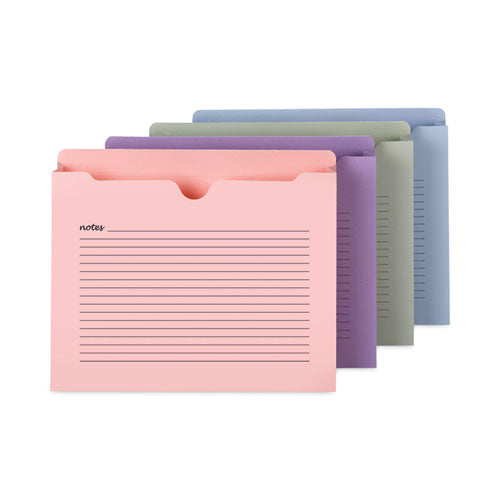 Image of Smead Notes File Jackets, Straight Tab, 2" Expansion, Letter Size, Assorted Colors, 12/Pack