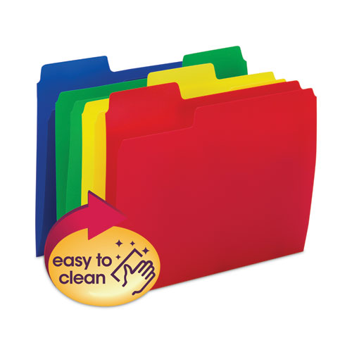 Image of Smead SuperTab Top Tab File Folders, 1/3-Cut Tabs: Assorted, Letter Size, 0.75" Expansion, Polypropylene, 12/Pack