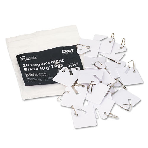 Image of SecurIT® Replacement Slotted Key Cabinet Tags, 1.63 x 1.5, White, 20/Pack