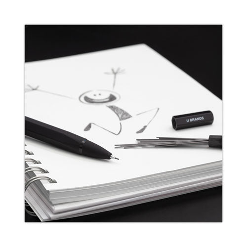 Image of U Brands Cambria Soft Touch Mechanical Pencil, 0.7 mm, HB (#2), Black Lead, Black Barrel, 12/Pack