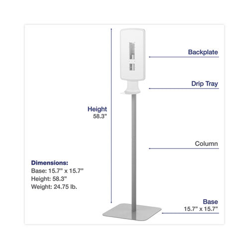 Image of Dial® Fit Touch Free Dispenser Floor Stand, 15.7 X 15.7 X 58.3, White
