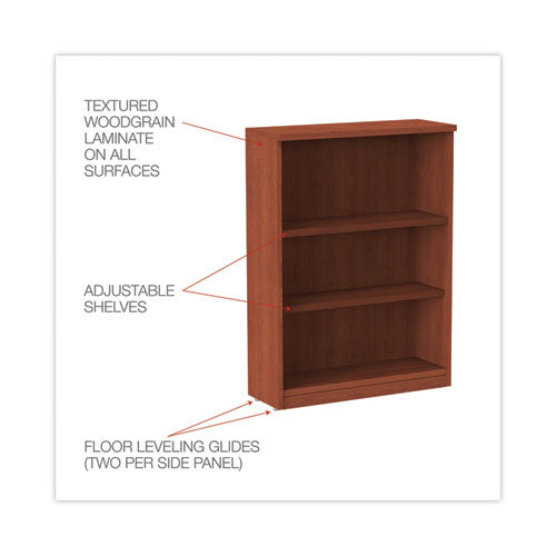 Image of Alera® Alera Valencia Series Bookcase, Three-Shelf, 31.75w x 14d x 39.38h, Med Cherry
