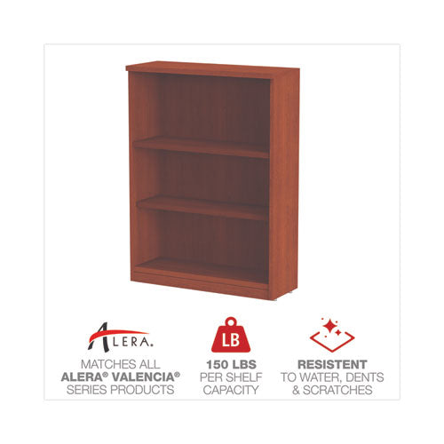 Image of Alera® Alera Valencia Series Bookcase, Three-Shelf, 31.75w x 14d x 39.38h, Med Cherry