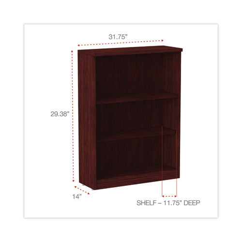 Image of Alera® Alera Valencia Series Bookcase, Three-Shelf, 31.75w x 14d x 39.38h, Mahogany