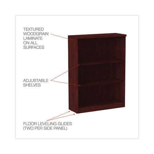 Image of Alera® Alera Valencia Series Bookcase, Three-Shelf, 31.75w x 14d x 39.38h, Mahogany