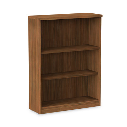 Image of Alera® Alera Valencia Series Bookcase, Three-Shelf, 31.75w x 14d x 39.38h, Modern Walnut