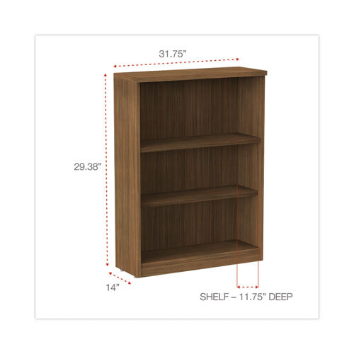Image of Alera® Alera Valencia Series Bookcase, Three-Shelf, 31.75w x 14d x 39.38h, Modern Walnut