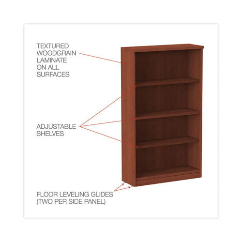 Image of Alera® Alera Valencia Series Bookcase, Four-Shelf, 31.75w x 14d x 54.88h, Medium Cherry
