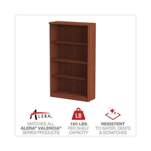 Image of Alera® Alera Valencia Series Bookcase, Four-Shelf, 31.75w x 14d x 54.88h, Medium Cherry