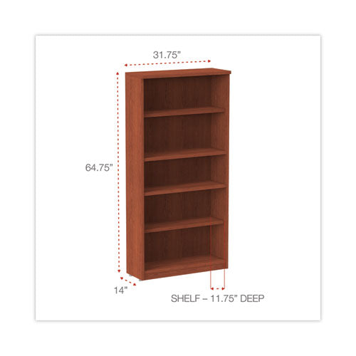 Image of Alera® Alera Valencia Series Bookcase, Five-Shelf, 31.75w x 14d x 64.75h, Medium Cherry