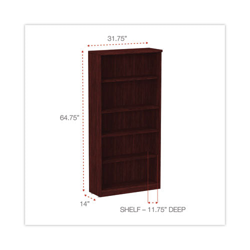 Image of Alera® Alera Valencia Series Bookcase, Five-Shelf, 31.75w x 14d x 64.75h, Mahogany