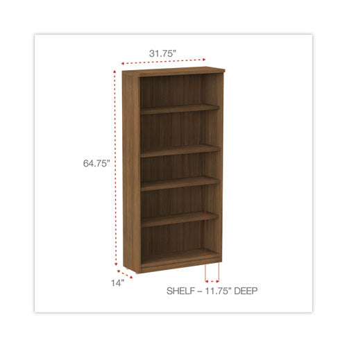 Image of Alera® Alera Valencia Series Bookcase, Five-Shelf, 31.75w x 14d x 64.75h, Modern Walnut