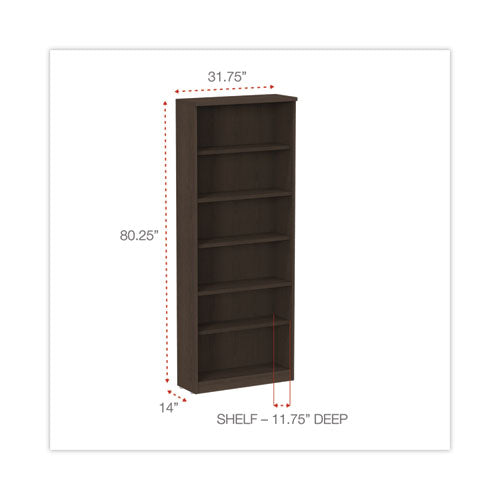 Image of Alera® Alera Valencia Series Bookcase, Six-Shelf, 31.75w x 14d x 80.25h, Espresso