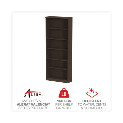 Image of Alera® Alera Valencia Series Bookcase, Six-Shelf, 31.75w x 14d x 80.25h, Espresso