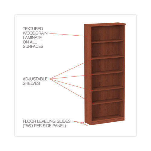 Image of Alera® Alera Valencia Series Bookcase, Six-Shelf, 31.75w x 14d x 80.25h, Medium Cherry
