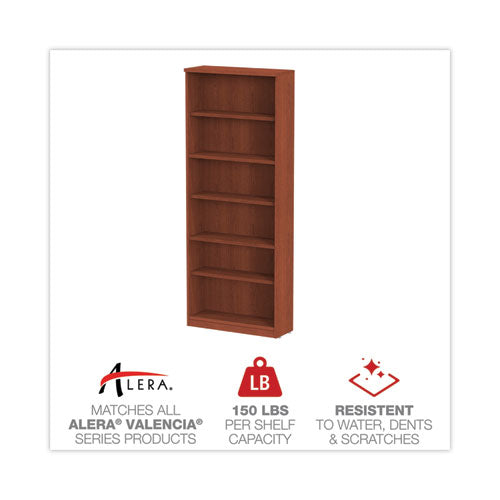 Image of Alera® Alera Valencia Series Bookcase, Six-Shelf, 31.75w x 14d x 80.25h, Medium Cherry