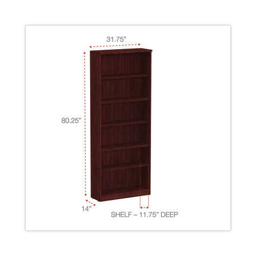 Image of Alera® Alera Valencia Series Bookcase, Six-Shelf, 31.75w x 14d x 80.25h, Mahogany