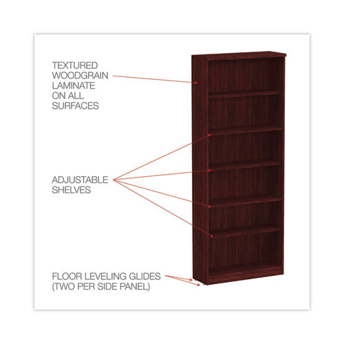Image of Alera® Alera Valencia Series Bookcase, Six-Shelf, 31.75w x 14d x 80.25h, Mahogany