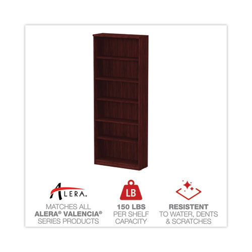 Image of Alera® Alera Valencia Series Bookcase, Six-Shelf, 31.75w x 14d x 80.25h, Mahogany