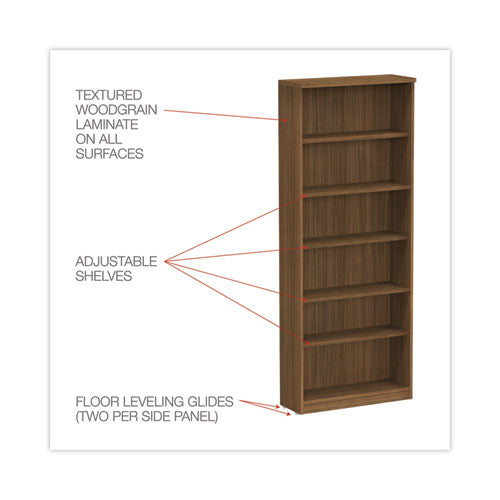 Image of Alera® Alera Valencia Series Bookcase, Six-Shelf, 31.75w x 14d x 80.25h, Modern Walnut