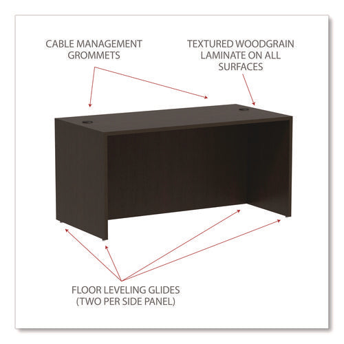 Image of Alera® Alera Valencia Series Straight Front Desk Shell, 59.13" X 29.5" X 29.63", Espresso