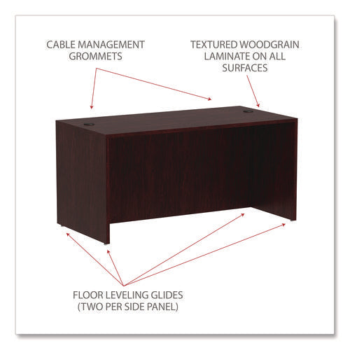 Image of Alera® Alera Valencia Series Straight Front Desk Shell, 59.13" X 29.5" X 29.63", Mahogany
