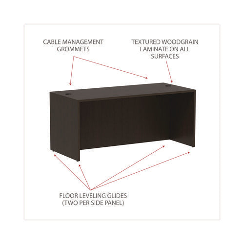 Image of Alera® Alera Valencia Series Straight Front Desk Shell, 65" X 29.5" X 29.63", Espresso