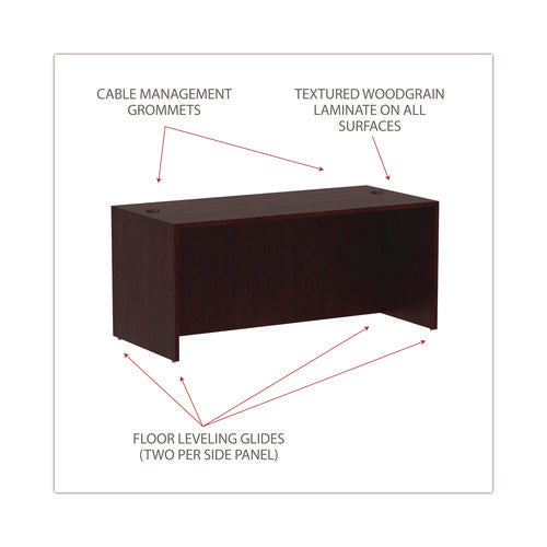 Image of Alera® Alera Valencia Series Straight Front Desk Shell, 65" X 29.5" X 29.63", Mahogany