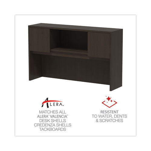 Image of Alera® Alera Valencia Series Hutch with Doors, 4 Compartments, 58.88w x 15d x 35.38h, Espresso