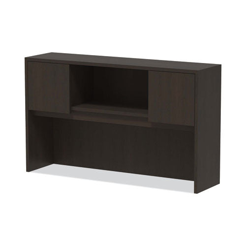 Image of Alera® Alera Valencia Series Hutch with Doors, 4 Compartments, 58.88w x 15d x 35.38h, Espresso