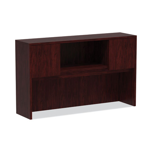 Image of Alera® Alera Valencia Series Hutch with Doors, 4 Compartments, 58.88w x 15d x 35.38h, Mahogany