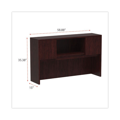 Image of Alera® Alera Valencia Series Hutch with Doors, 4 Compartments, 58.88w x 15d x 35.38h, Mahogany
