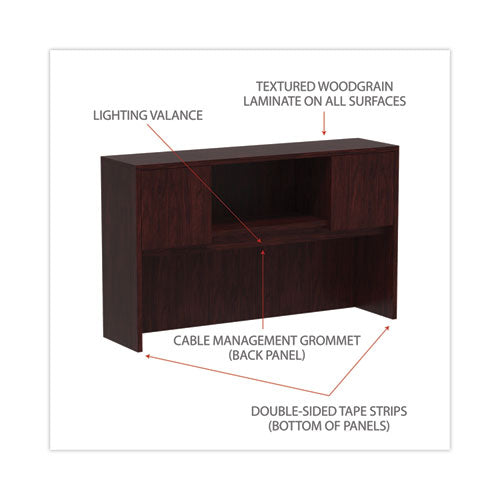 Image of Alera® Alera Valencia Series Hutch with Doors, 4 Compartments, 58.88w x 15d x 35.38h, Mahogany
