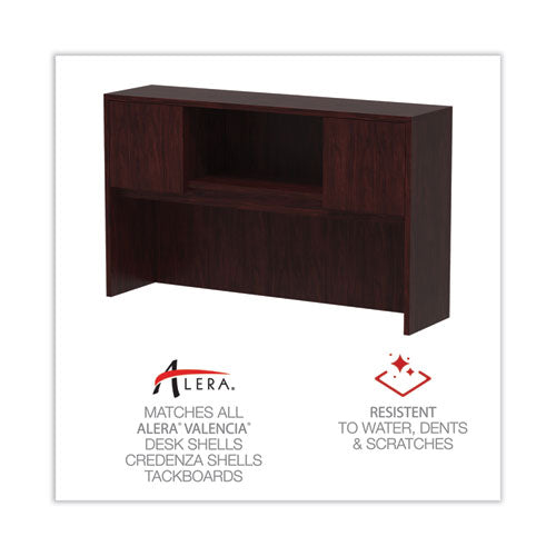 Image of Alera® Alera Valencia Series Hutch with Doors, 4 Compartments, 58.88w x 15d x 35.38h, Mahogany