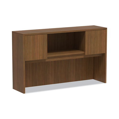 Image of Alera® Alera Valencia Series Hutch with Doors, 4 Compartments, 58.88w x 15d x 35.38h, Modern Walnut