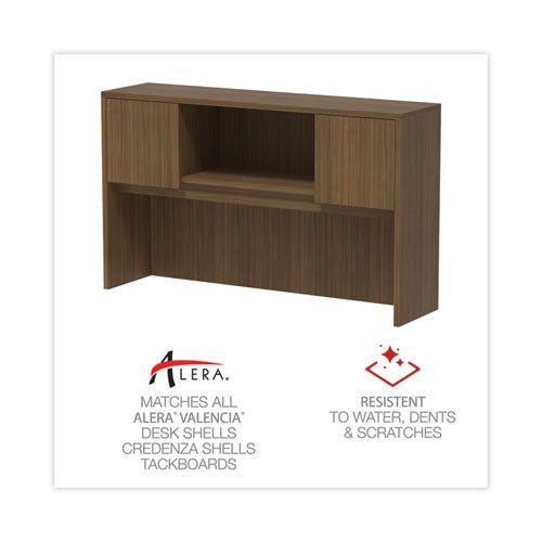Image of Alera® Alera Valencia Series Hutch with Doors, 4 Compartments, 58.88w x 15d x 35.38h, Modern Walnut