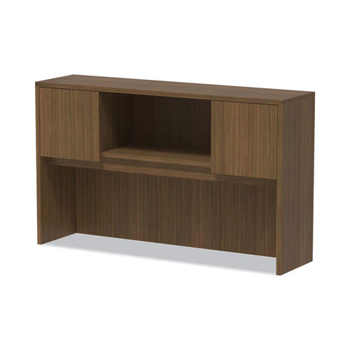 Image of Alera® Alera Valencia Series Hutch with Doors, 4 Compartments, 58.88w x 15d x 35.38h, Modern Walnut