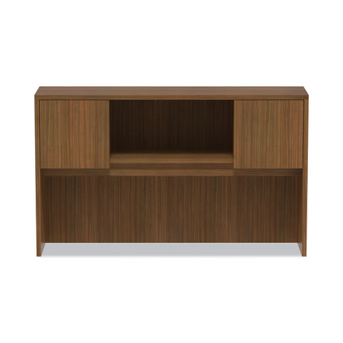 Image of Alera® Alera Valencia Series Hutch with Doors, 4 Compartments, 58.88w x 15d x 35.38h, Modern Walnut