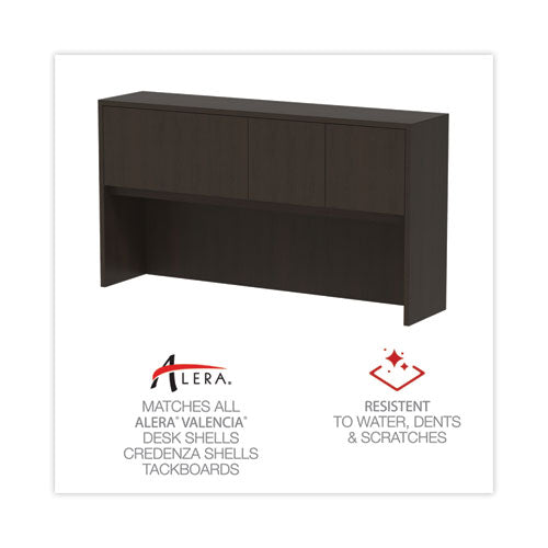 Image of Alera® Alera Valencia Series Hutch with Doors, 4 Compartments, 64.75w x 15d x 35.38h, Espresso
