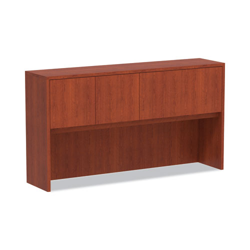 Image of Alera® Alera Valencia Series Hutch with Doors, 4 Compartments, 64.75w x 154d x 35.38h, Medium Cherry