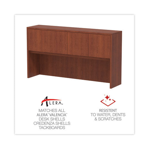 Image of Alera® Alera Valencia Series Hutch with Doors, 4 Compartments, 64.75w x 154d x 35.38h, Medium Cherry