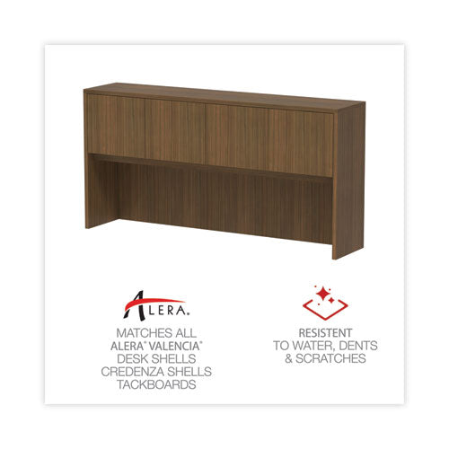 Image of Alera® Alera Valencia Series Hutch with Doors, 4 Compartments, 64.75w x 15d x 35.38h, Modern Walnut