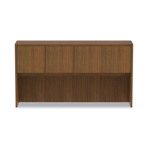 Image of Alera® Alera Valencia Series Hutch with Doors, 4 Compartments, 64.75w x 15d x 35.38h, Modern Walnut