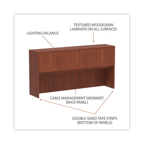 Image of Alera® Alera Valencia Series Hutch with Doors, 4 Compartments, 70.63w x 15d x 35.38h, Medium Cherry